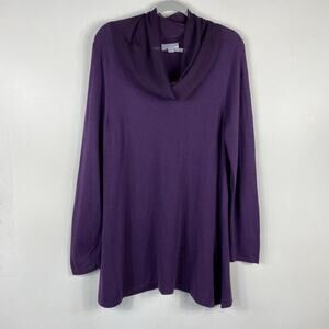 Susan Graver Size Large Long Sleeve Cowl Neck Top Purple